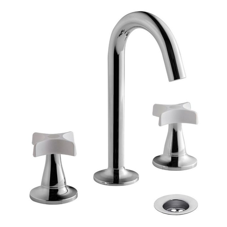 Griferia Fv Petalo Lavatorio Blanco-cromo 0207/m3-bc