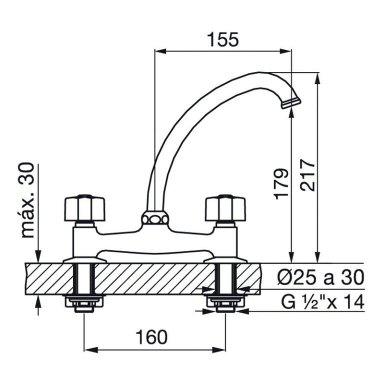 Grifería Fv Arizona Plus Cocina Mesada 0413/b1p - Imagen 2