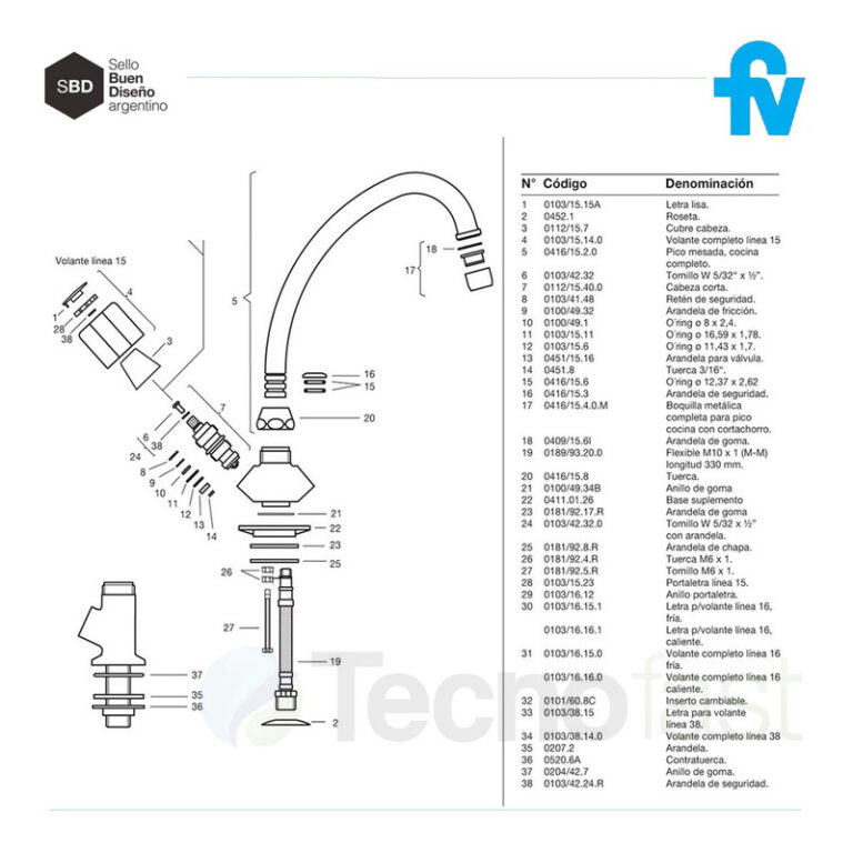 Grifo De Cocina Monocomando Fv 15 Allegro 0425/15 Cromo - Imagen 5