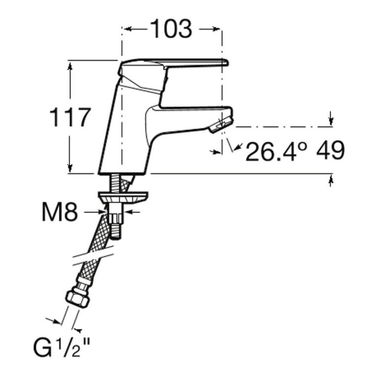 Griferia Roca Victoria Lavatorio Bajo Monocomando Cromo - Imagen 2