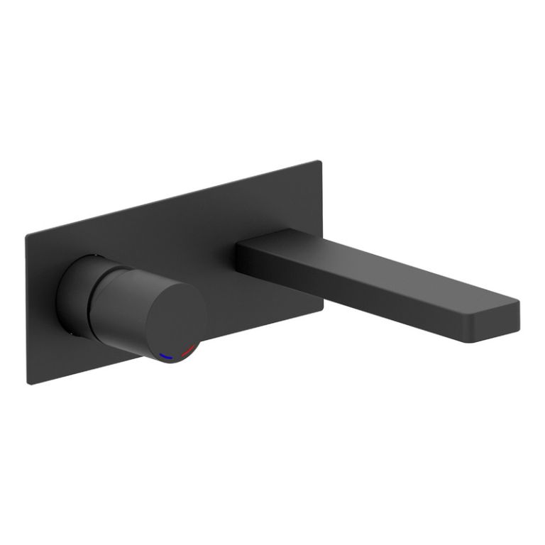 Griferia Piazza Lounge Negro Lavatorio Pared Monocomando