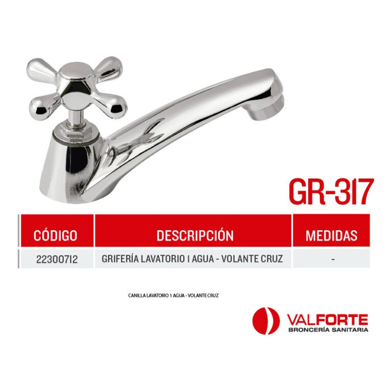 Canilla Mesada Un Agua Lavatorio Cromada Latyn gr317 Metal - Imagen 2