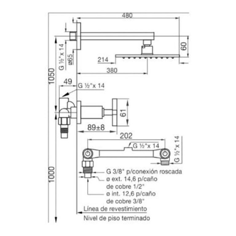 Griferia Fv Dominic Cruz Ducha Sin Transferencia Negro 0109R/85-BK - Imagen 2