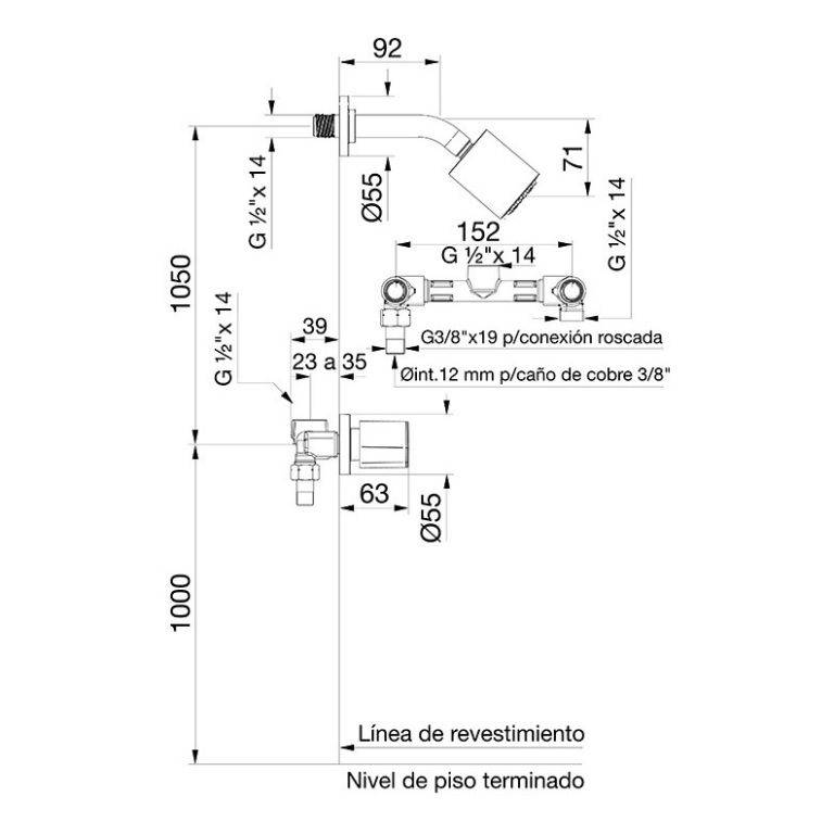 Griferia Fv Obera Ducha Embutir Cromo 0109/g5-CR - Imagen 2