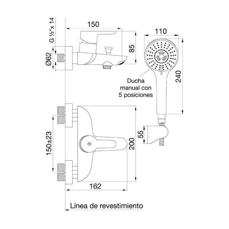 Griferia Fv Puelo Monocomando Ducha Exterior Transf 310/b5 Color Argentina - Imagen 2