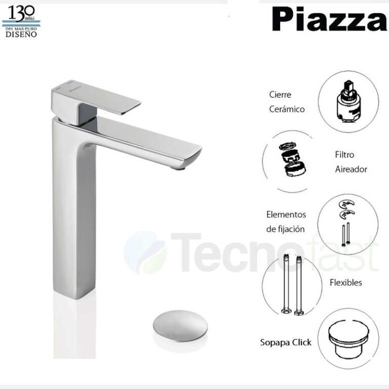 Grifería Piazza Arq Monocomando Lavatorio Alto Cromo 10402 - Imagen 3