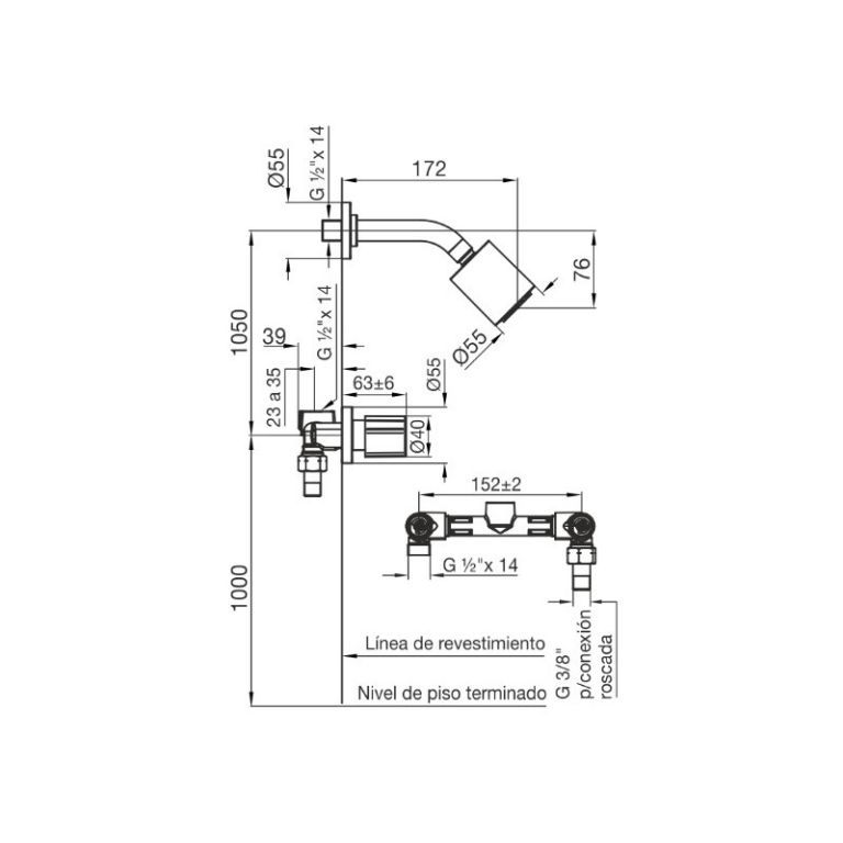 Grifería Fv Radal Ducha Embutir S Transferencia 109/c7 Baño - Imagen 3