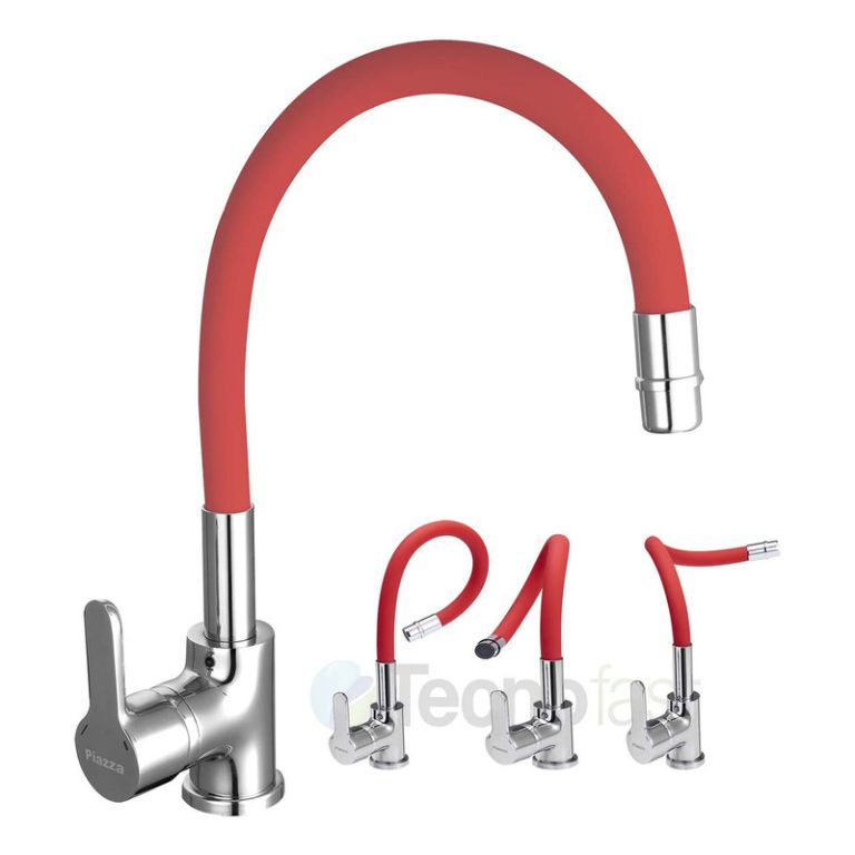 Griferia Piazza Emblem Rojo Gourmet Cocina Monocomando Roja
