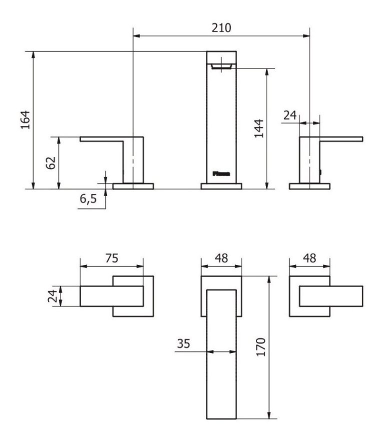 Griferia Piazza Hydros Level Lavatorio Mesada Negro - Imagen 2