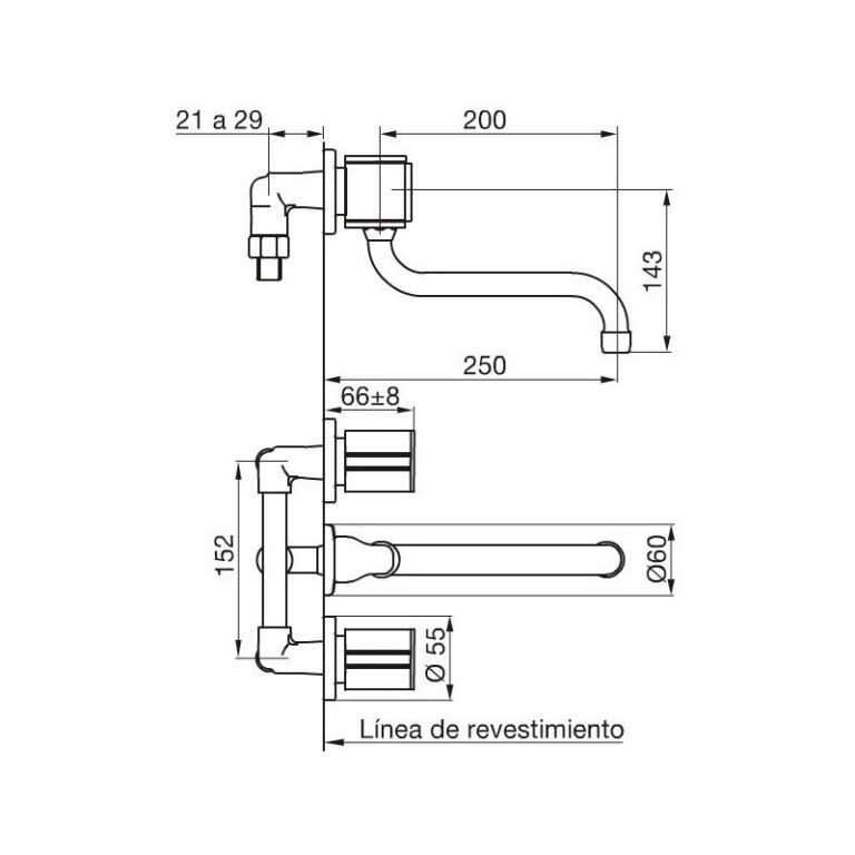 Griferia Fv California Cocina Pared Embutir Pico Bajo 403/17 Color Argentina - Imagen 2