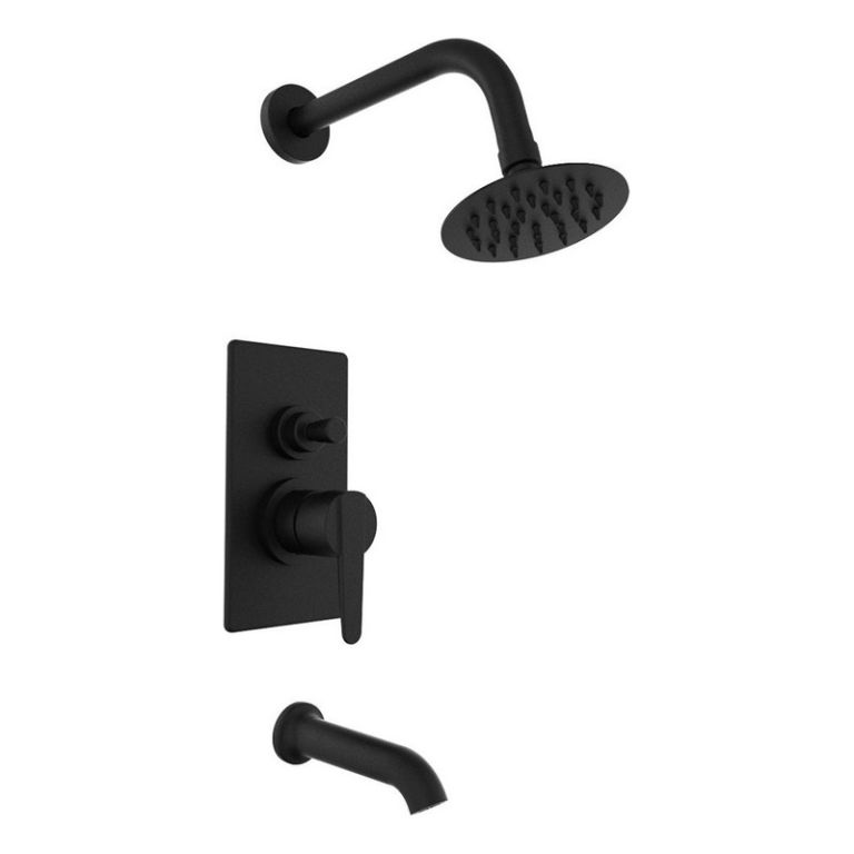 Griferia Hidromet Flat Negra Black Ducha Embutir 8413negr