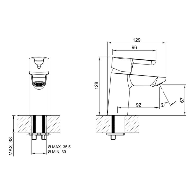 Griferia Peirano Adra Monocomando Lavatorio Bajo Crom 60-203 - Imagen 2