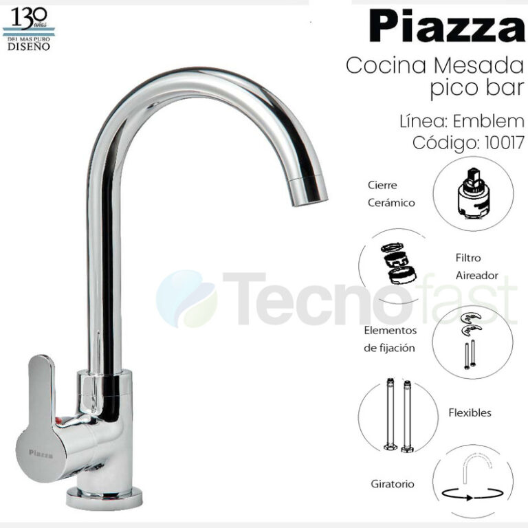 Griferia Piazza Emblem Yvon Cocina Mesada Pico Bar 10017 - Imagen 3