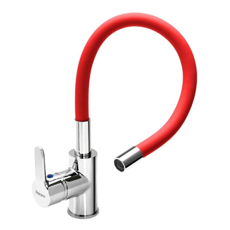 Griferia Peirano Colors Cocina Monocomando Rojo Flexible