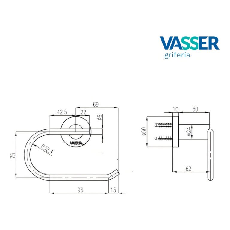 Accesorio Para Bano Vasser Cyrano Portarollo 13/1849.ng - Imagen 2