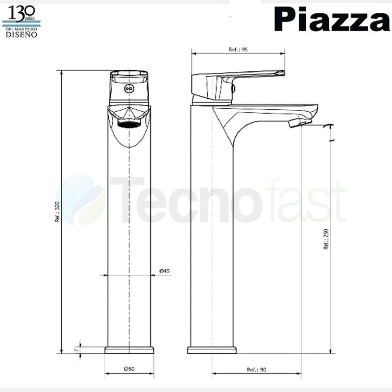 Griferia Piazza Oggi Lavatorio Alto Monocomando 10502 - Imagen 4