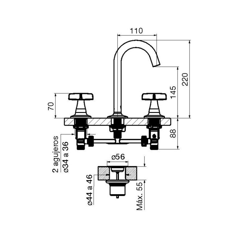 Griferia Fv Petalo Lavatorio Rojo-cromo 0207/m3-rc - Imagen 2