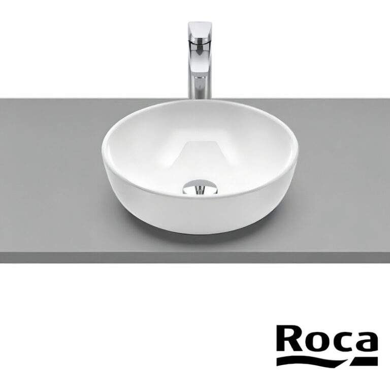 Bacha Roca Optica Round Mesada De Apoyo Baño Blanca - Imagen 2