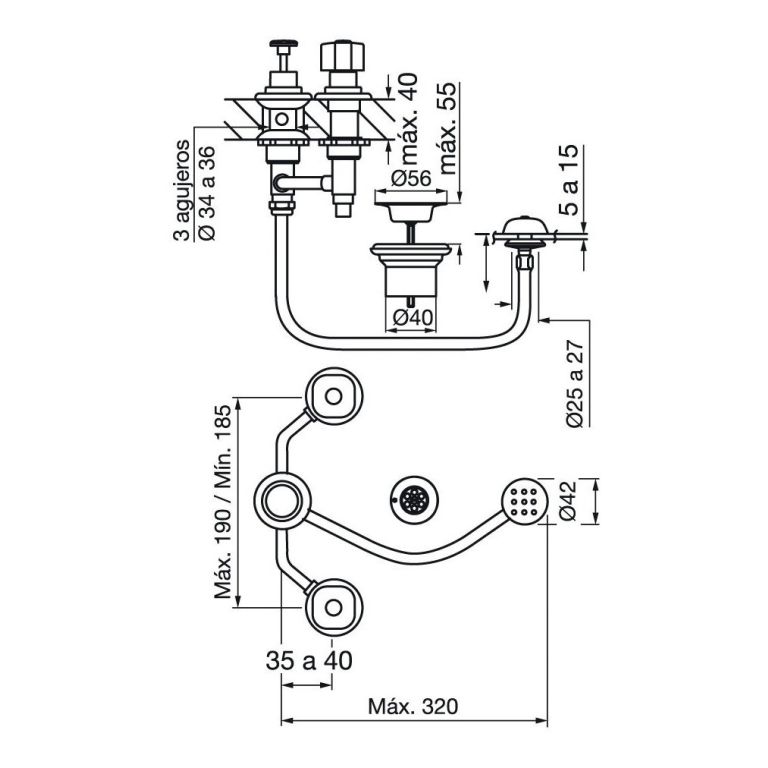 Griferia Fv Arizona Bidet 295/b1 Baño Cromo - Imagen 2