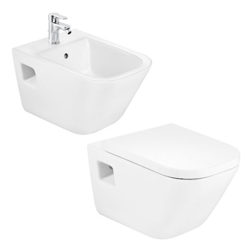 Combo Roca The Gap Inodoro + Bidet Suspendido De Colgar