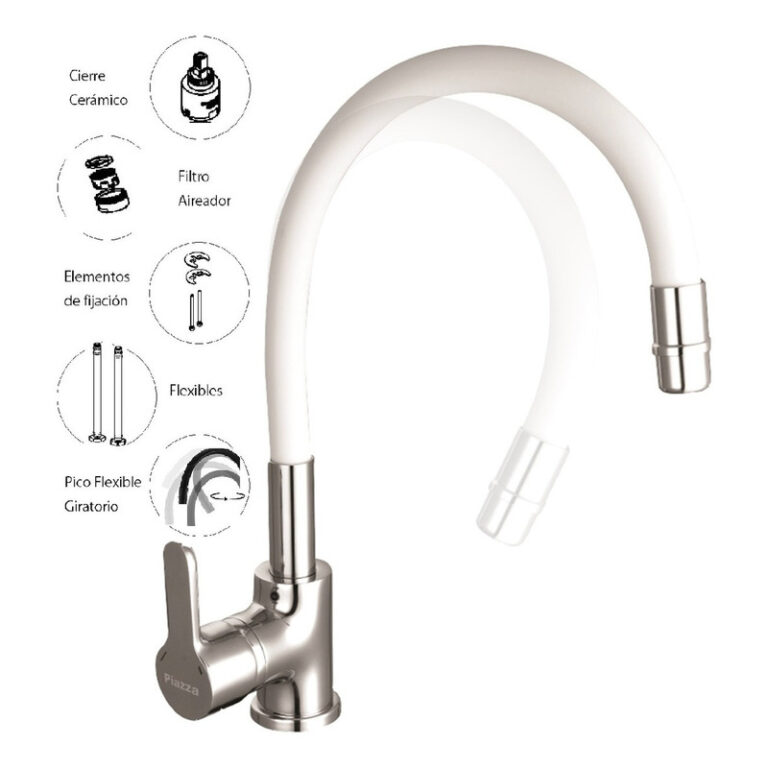 Griferia Piazza Emblem Blanco Gourmet Cocina Monocomando - Imagen 2