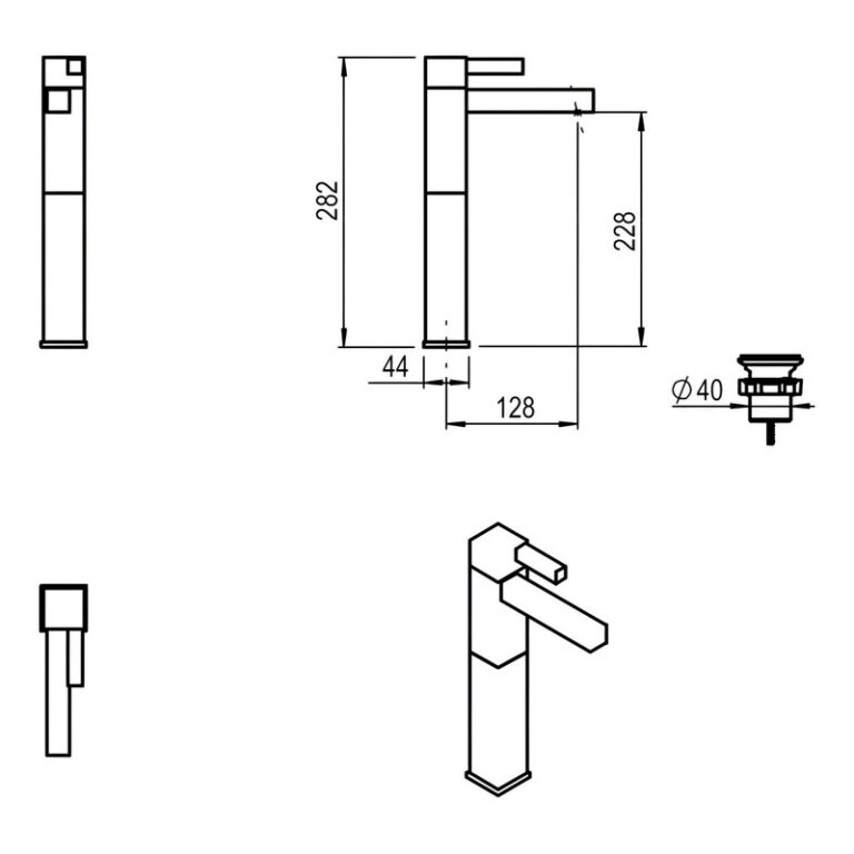 Griferia Hidromet One Block Black Lavatorio Alto - Imagen 2