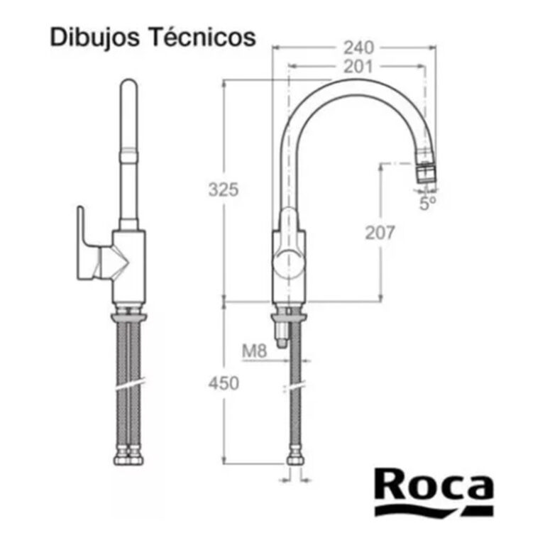 Griferia Roca L20 Cocina Mesada Pico Bar Monocomando - Imagen 3