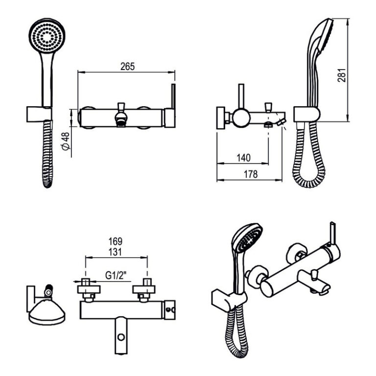 Griferia Hidromet Storm Black Negra Ducha Exterior - Imagen 5