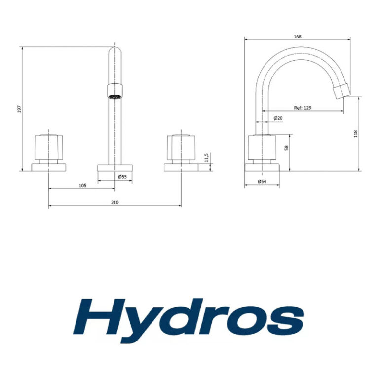 Griferia Hydros Viva Nova Plus Lavatorio Cromo 344111 - Imagen 3