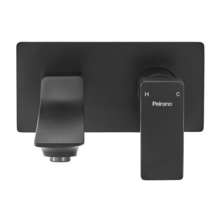 Griferia Peirano Monocomando Soria Lavatorio Pared Negro