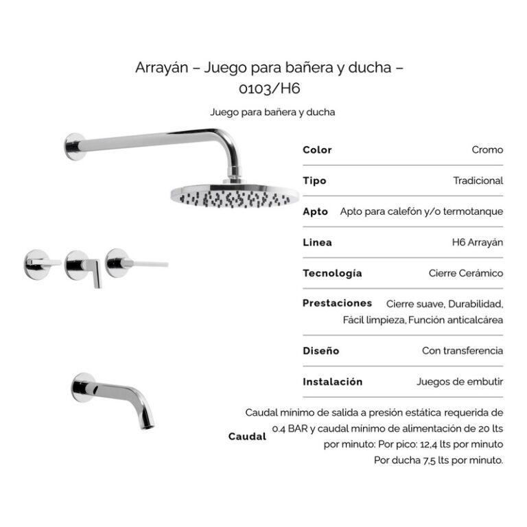 Griferia Fv Arrayan Ducha Con Transferencia Cromo 0103/h6 Pr - Imagen 3