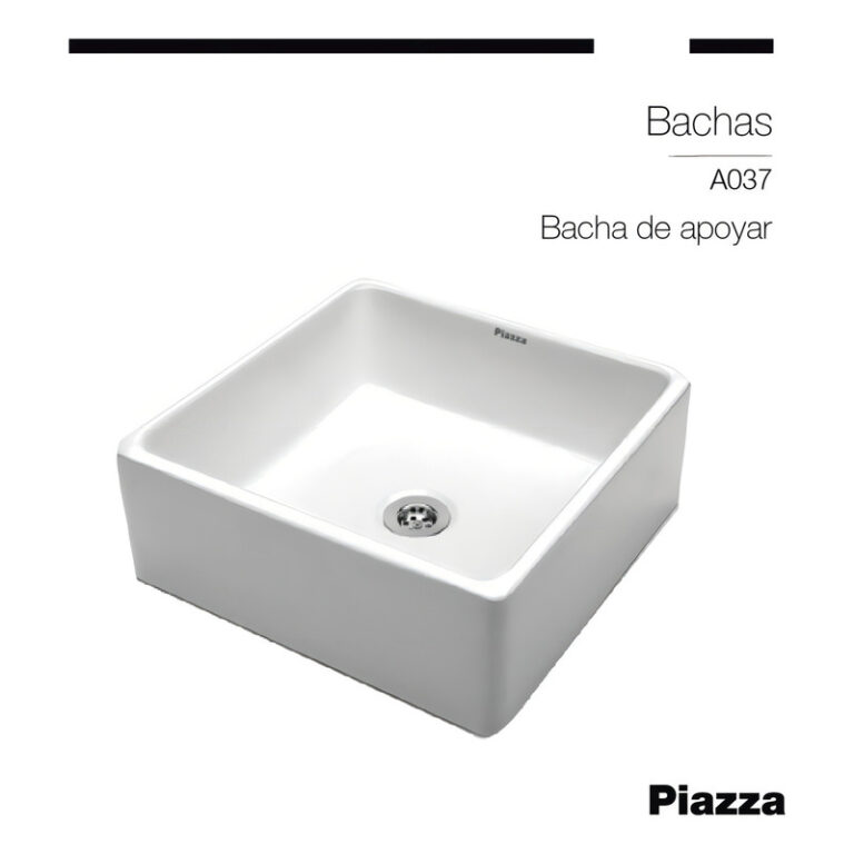 Bacha Piazza Apoyo Cuadrada Blanca A037 - Imagen 2