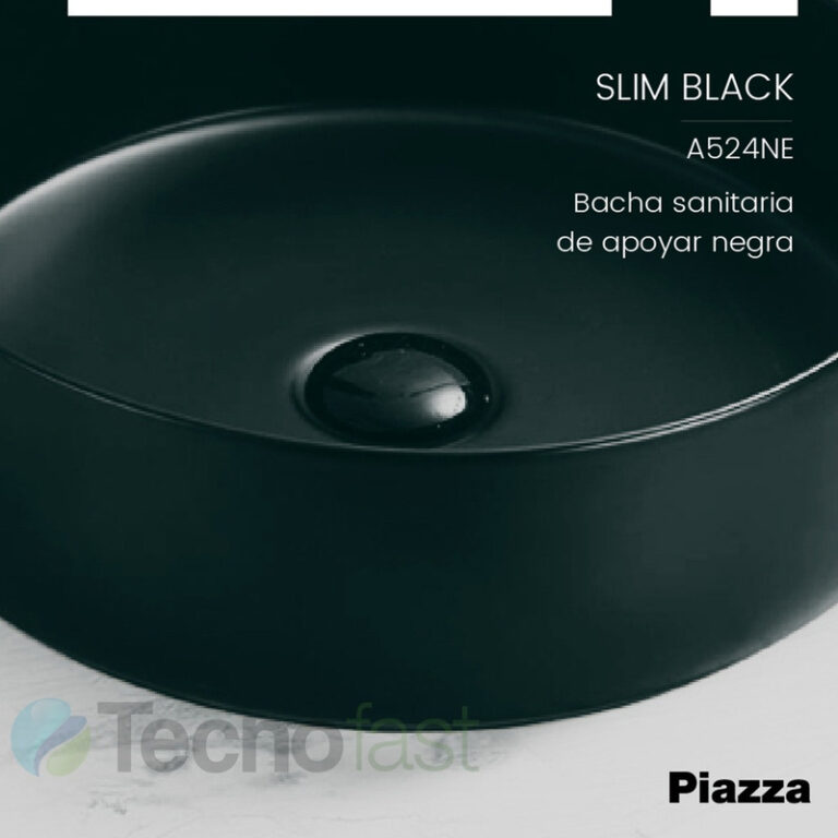 Bacha Piazza A524ne Apoyo Porcelana Baño Negra - Imagen 5