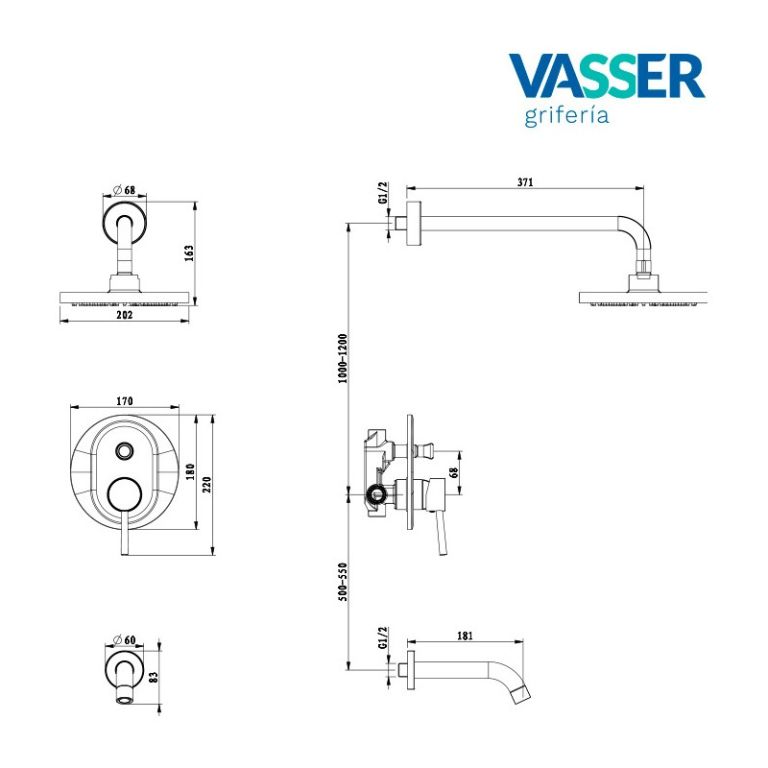 Ducha Banera Monocomando Vasser Lyra Con Transferencia - Imagen 2