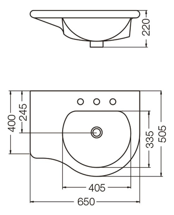 Lavatorio Avignon 65 Cm - 3 Agujeros - Imagen 2