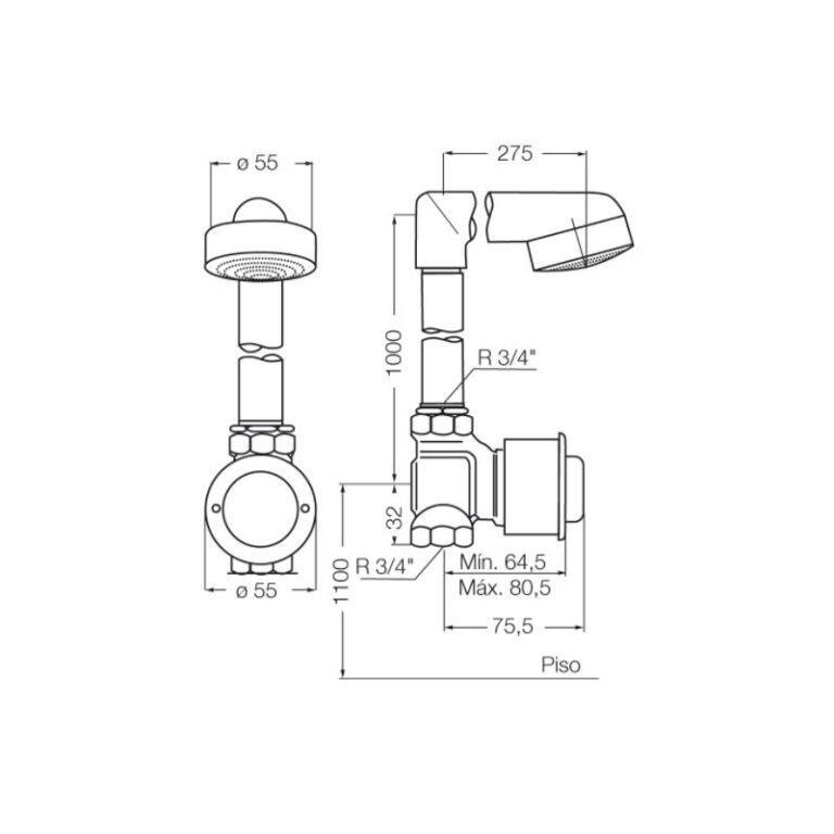 Griferia Fv Pressmatic Ducha Temporizada Antivandalica 0343 - Imagen 2