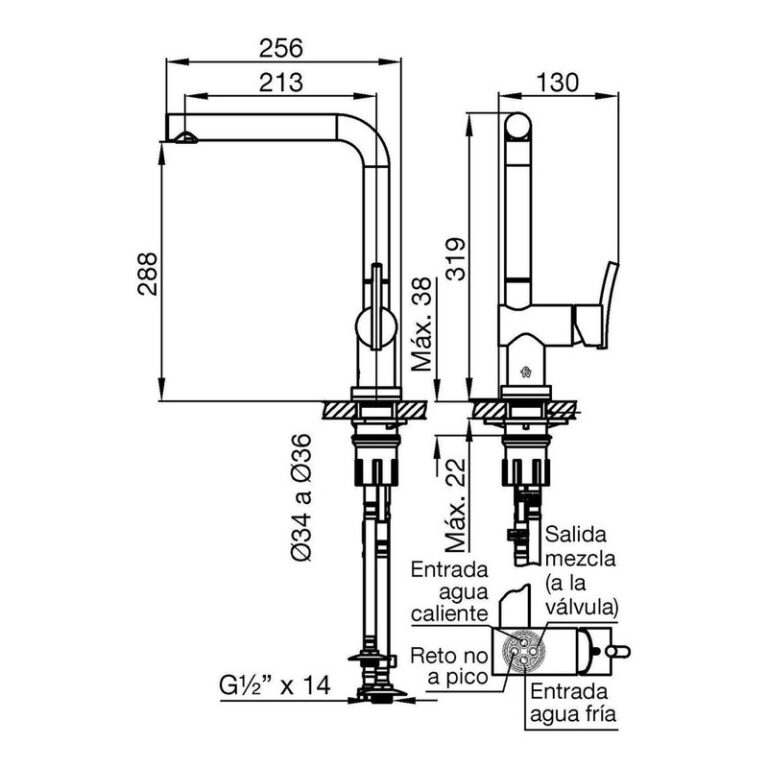 Grifo De Cocina Monocomando Fv 39 Libby 0411.04/39e Táctil - Imagen 3