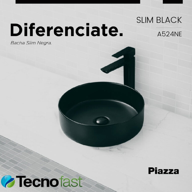 Bacha Piazza A524ne Apoyo Porcelana Baño Negra - Imagen 4