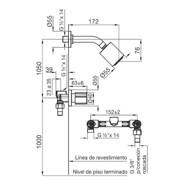 Grifería Fv Radal Ducha Embutir S Transferencia 109/c7 Baño - Imagen 4