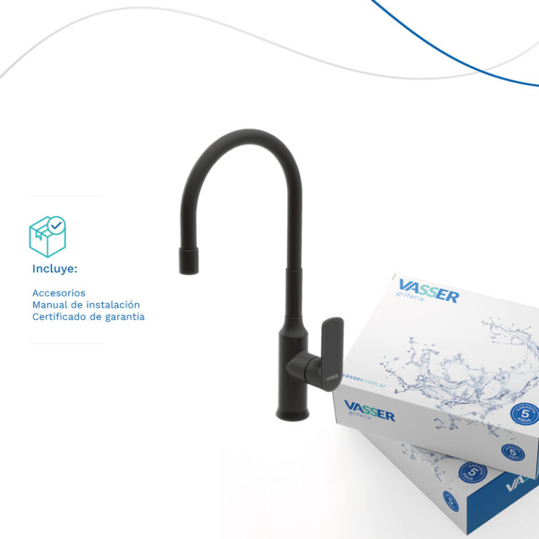 Grifo De Cocina Monocomando Vasser Agatha 25-2302.01 Black - Imagen 3