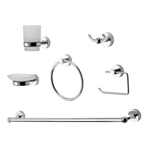 Set Accesorios Baño Peirano Linea 3000 6 Piezas Metal Vidrio