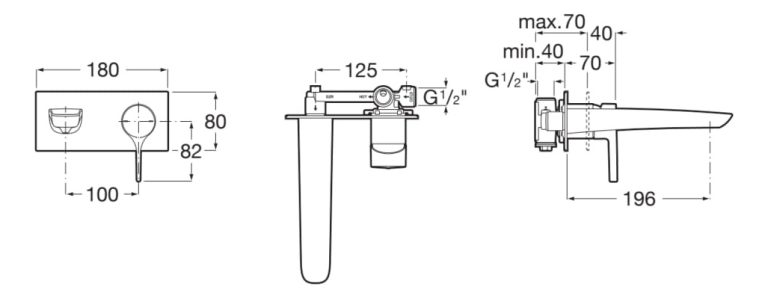 Kit De Griferia Roca Iconia Lavatorio Pared C/cuerpo Empotra - Imagen 2