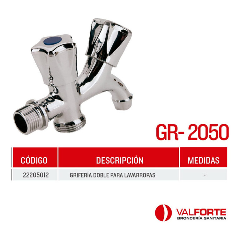 Canilla Para Lavarropas Doble Pico Latyn gr2050 - Imagen 2