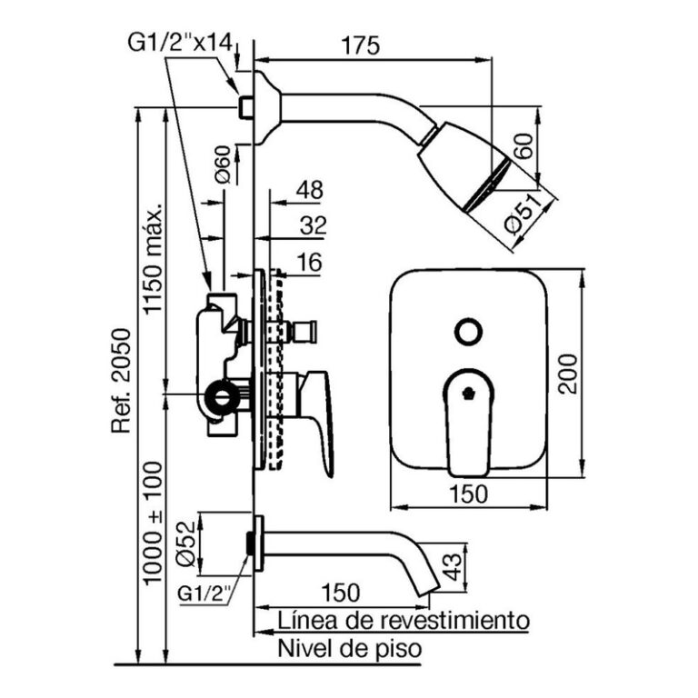Grifería Fv Jana M1 Ducha Con Transferencia 0106/m1 Cromo - Imagen 2