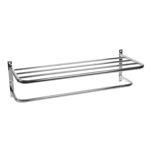 Repisa Toallero Con Barral Bano Cocina Acero Cromado Garantia Accesorio Estante 60 Centimetros