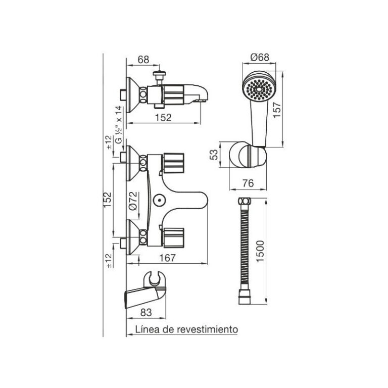 Grifería Fv Radal Ducha Exterior Transferencia 112/c7 Baño - Imagen 2