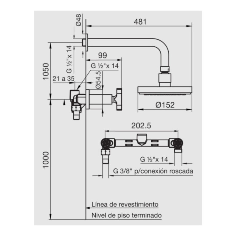 Griferia Fv Triades Ducha Embutir 109/c3 Cromo Bano - Imagen 2