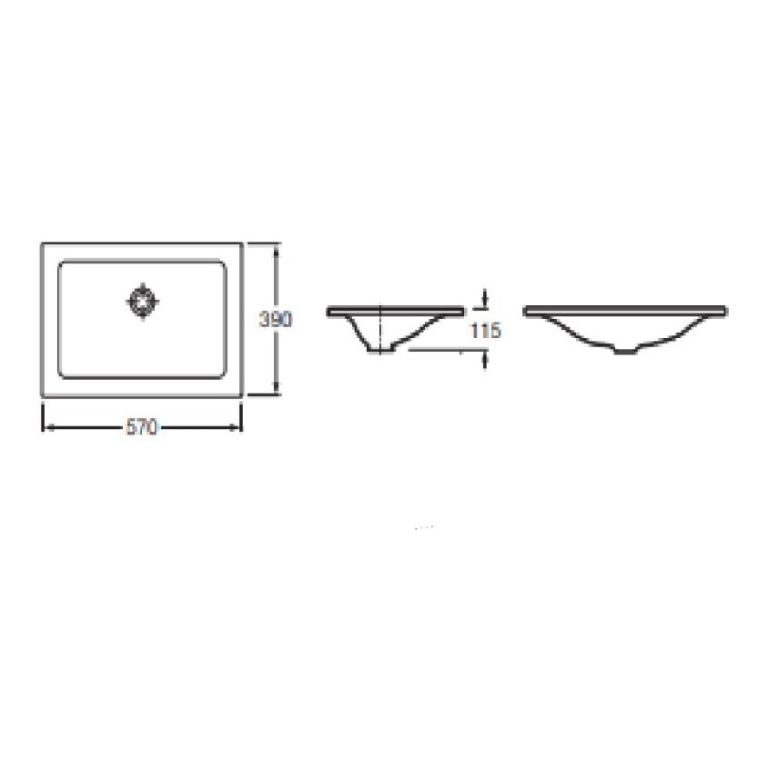 Bacha Roca Saitama Encimera Lavatorio Porcelana Blanco - Imagen 4