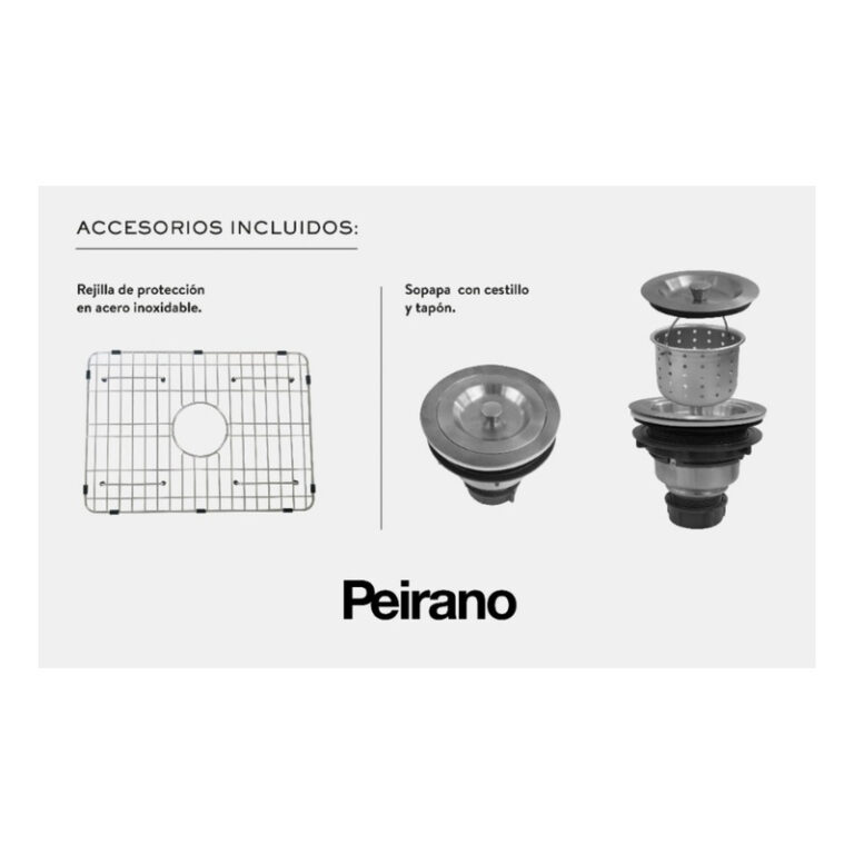 Bacha Peirano Cocina Simple Porcelana Sopapa Completa Bch16n - Imagen 5