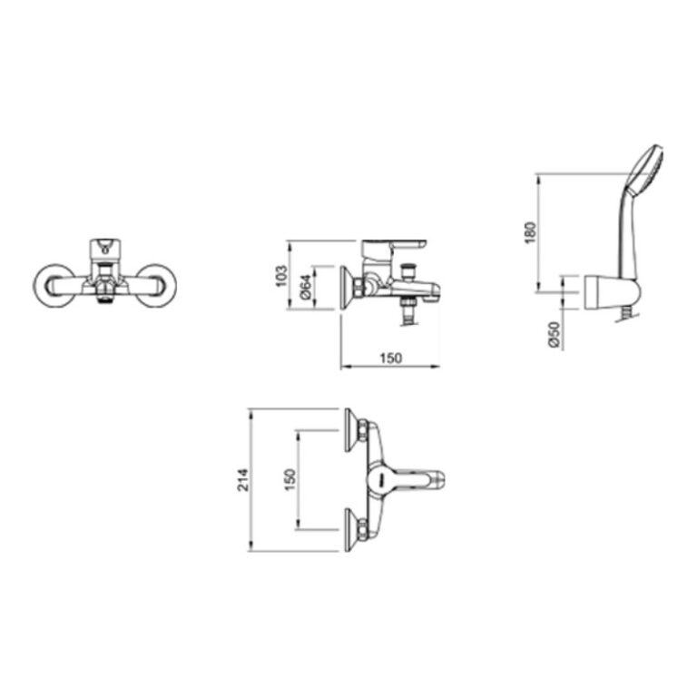 Griferia Peirano Adra Monocomando Ducha Exterior Con Transf - Imagen 2